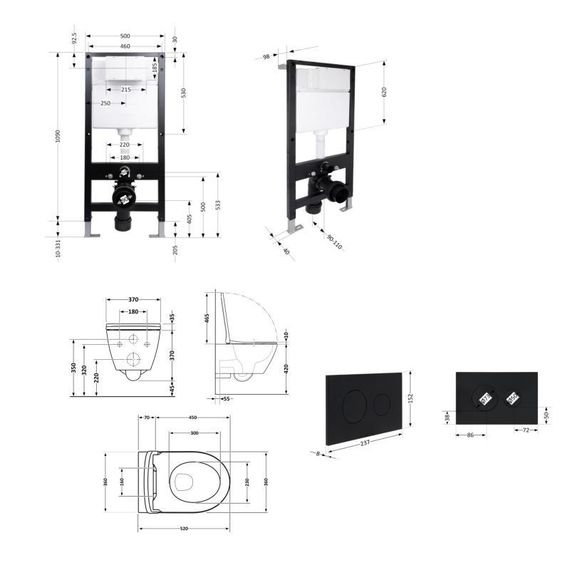 Готове рішення Qtap для ванної кімнати: підвісний унітаз Robin Ultra Quiet 520x365x365 + комплект інсталяції Standard (кругла | Зображення 1