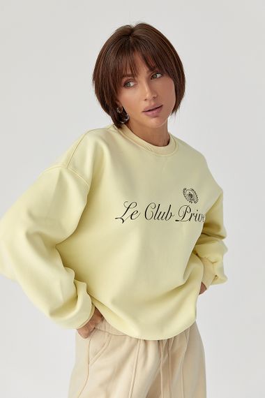 Утеплений світшот із написами - лимонний цвет, ONE SIZE (є розміри) | Зображення 4