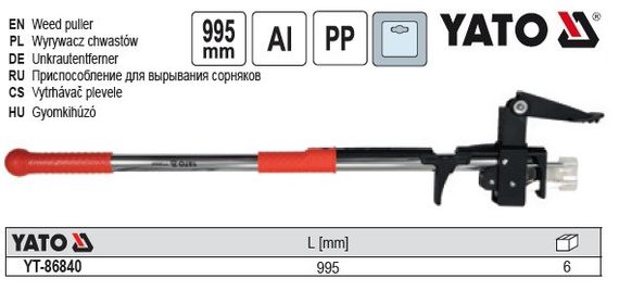 Вырыватель сорняков ручной 995 мм YATO Польша YT-86840 | Зображення 1