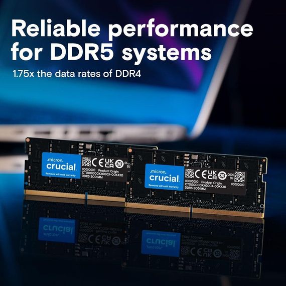 Оперативная память Crucial DDR5 16 ГБ 4800 МГц SODIMM CL40 для ноутбука и мини ПК CT16G48C40S5 для компьютера | Зображення 3