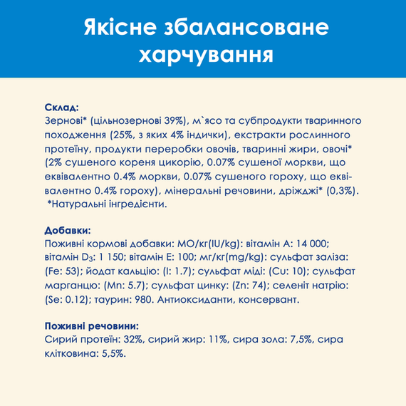 Сухий корм Purina Cat Chow Feline 3-in-1 для дорослих котів із формулою потрійної дії, індичка 1.5кг | Зображення 7