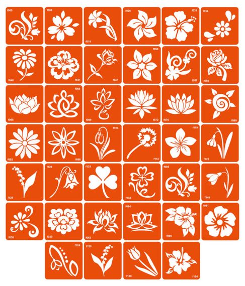 Набір трафаретів для біо-тату «F - квіти» f-simple_40_1