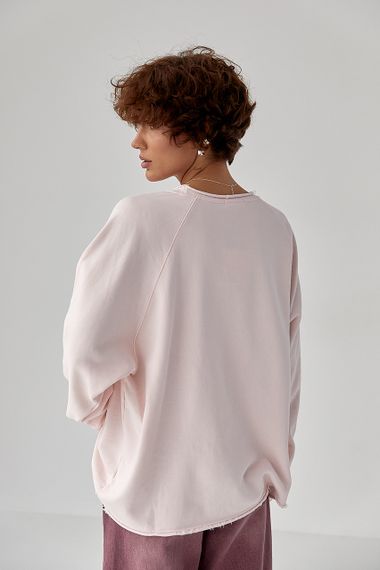 Лонгслів вільного крою з рукавами-реглан - пудра цвет, ONE SIZE (є розміри) | Зображення 1