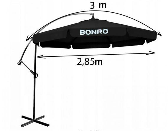 Парасоля садова з нахилом чорна Bonro B-7218 3м 6 спиць | Зображення 5