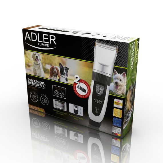 Машинка для стрижки тварин Adler AD 2823, 35 Вт, 2 акумулятори, USB, 4 насадки | Зображення 9