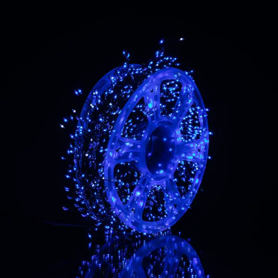 Новорічна гірлянда кімнатна роса Хвойна лапа 50 м  1500 LED зелений провід Синє сяйво D1500L50MGBL | Зображення 3