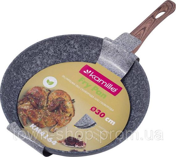 Сковорода Kamille Grey Marble Ø30см индукционная с антипригарным покрытием KM-4164 | Зображення 4