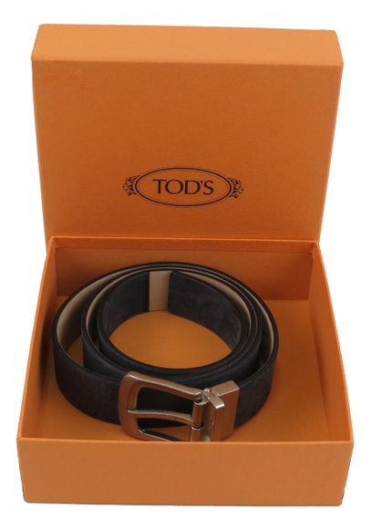 Женский ремень из нубука Tod's, Италия,  антрацит | Зображення 1