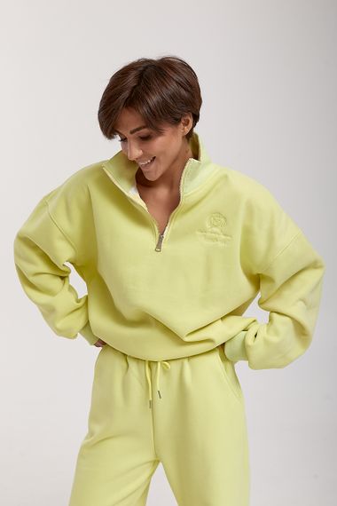 Теплий спортивний костюм зі світшотом на блискавці та джогерами - лимонний цвет, L/XL (є розміри) | Зображення 2