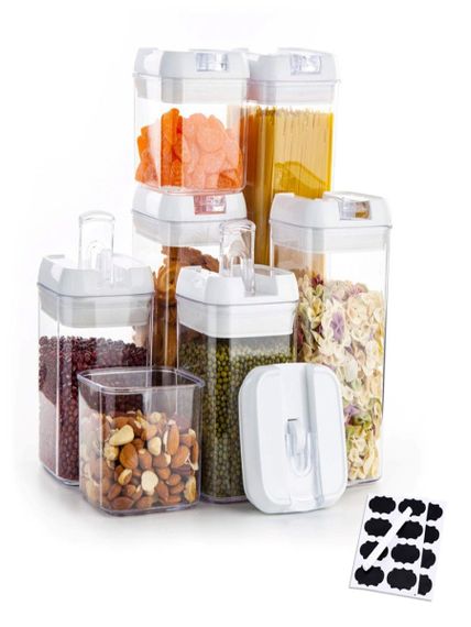 Набор контейнеров для хранения еды, сыпучих и круп FOOD Storage Container Set • 7 емкостей с герметичными крышками | Зображення 2