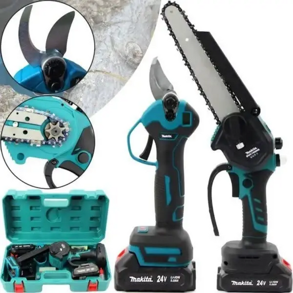 Набір інструментів 2в1 пила +секатор, потужна пила та секатор для догляду за садом, різними рослинами, у кейсі | Зображення 1