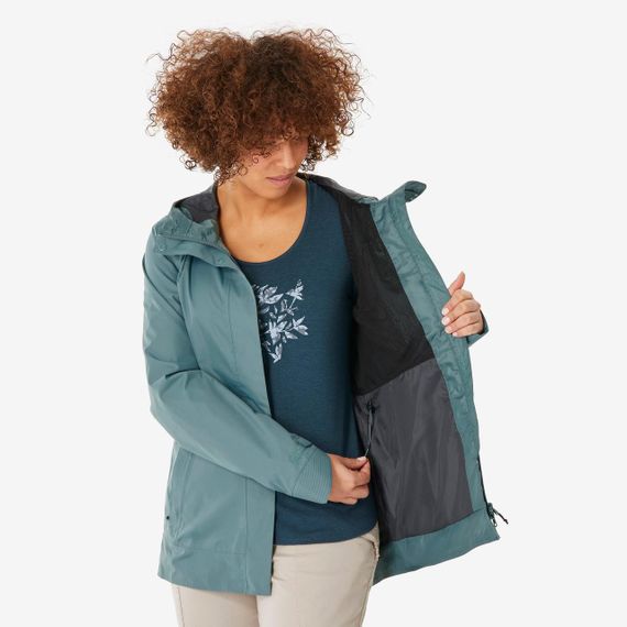 Куртка жіноча NH500 для туризму водонепроникна зелена - XS | Зображення 4