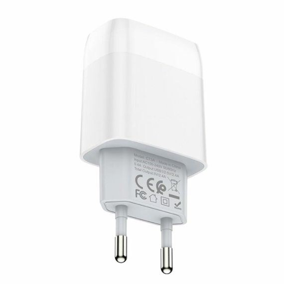 Мережевий зарядний пристрій HOCO C73A Glorious dual port charger 12W White | Зображення 3