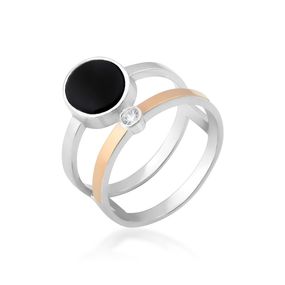 Серебряное кольцо с золотой пластиной и ониксом Artsriblo арт690к 18.5