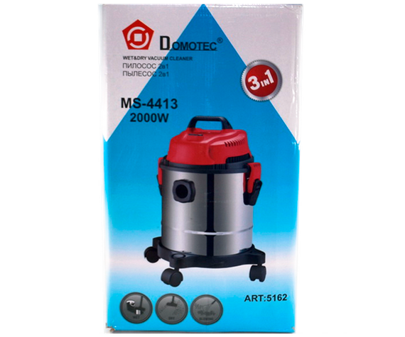 Пилосос миючий 2в1 (професійний) 18 л Domotec MS-4413 сріблясто-червоний 2000W (MS 4413_1871) | Зображення 5