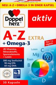 Doppelherz A-Z + Omega-3 – Комплекс вітамінів, мінералів та Омега-3 для імунітету, серця, зору та загального здоров’я, 30 шт.