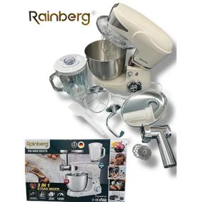 Универсальный кухонный комбайн Rainberg RB-8088 6л мясорубка, блендер 3600Вт Планетарный тестомес White LA-45