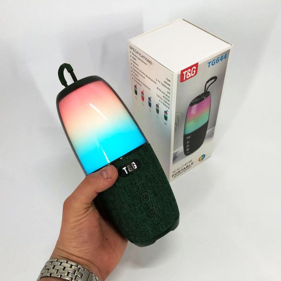 Портативная колонка TG644 5W с RGB подсветкой и ремешком. DY-786 Цвет: зеленый