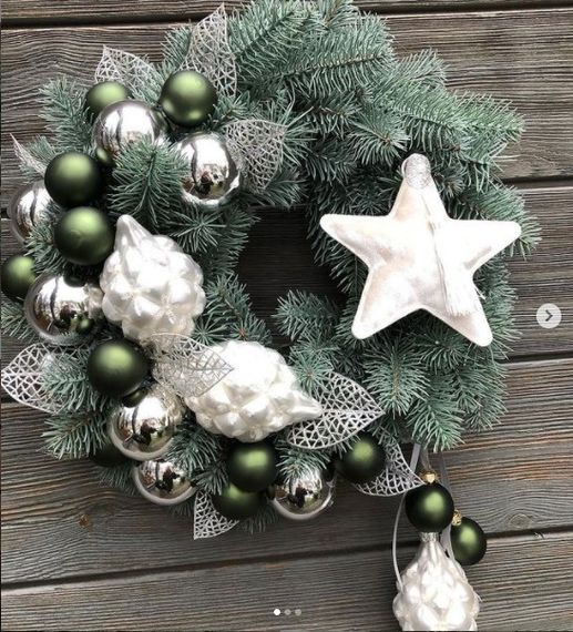 Венок новогодний рождественский Premium из литой хвои d-45 см голубой | Зображення 2