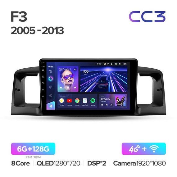 Штатна магнітола Teyes CC3 6+128 Gb BYD F3 1 2005-2013 9"