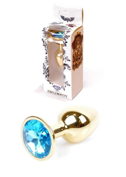 Анальна пробка - Jewellery Gold Plug Light Blue Sex Aura