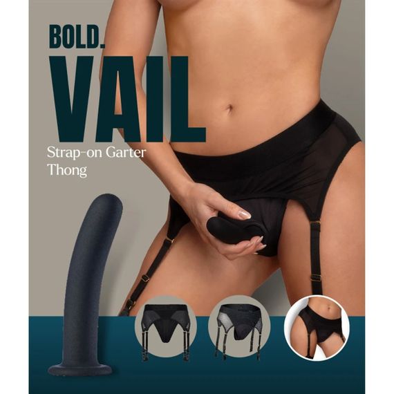 Страпон із трусиками-підв'язками Dream Toys Bold Vail, чорний, розмір S Sex Aura | Зображення 1
