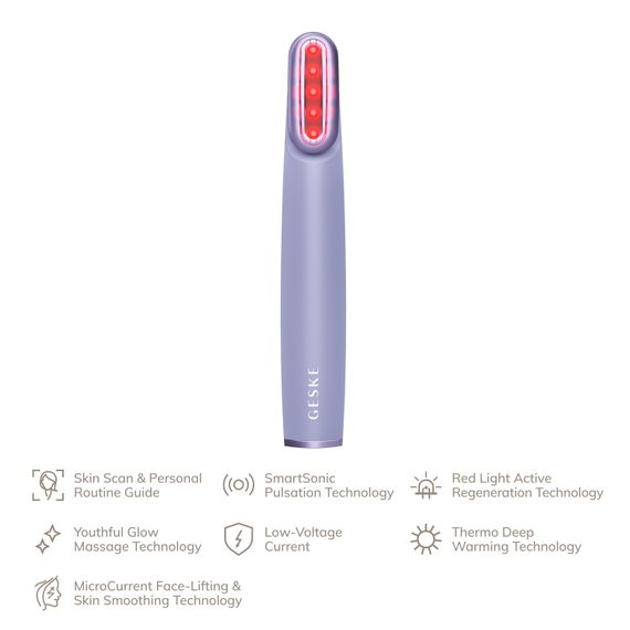 Пристрій для зміцнення і тонізації шкіри обличчя з поворотною головкою GESKE Skin Firming Wand 7в1 purple | Зображення 1