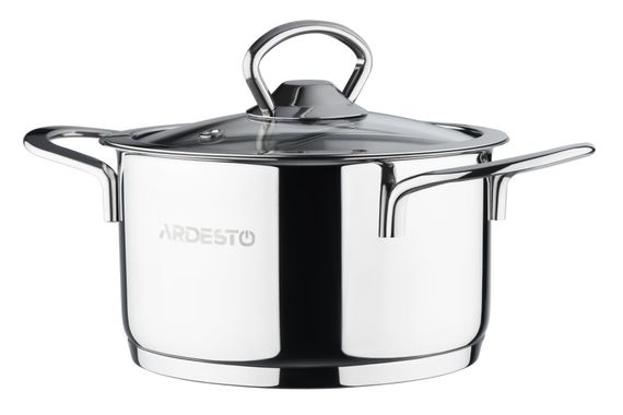 Кастрюля Ardesto Luna, стеклянная крышка, 1.2 л, нержавеющая сталь (AR0612S) | Зображення 2