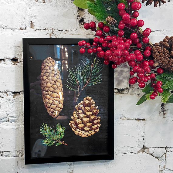 Постер в рамке Шишки 21x30 см (A4)