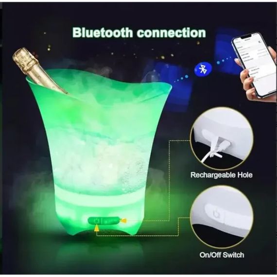 Светящееся ведро для льда Bucket Light с Bluetooth • LED ведро для напитков, бара, вечеринки, пикника и сервировки | Зображення 4