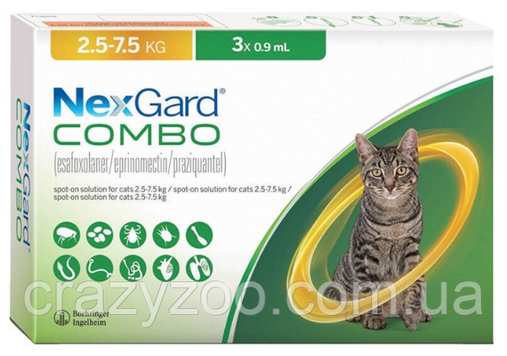 Капли против внешних и внутренних паразитов для котов NexGard Combo 2.5-7.5 кг 158304 ЦЕНА ЗА 1 ШТ | Зображення 1