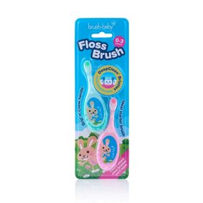 Дитяча зубна щітка Brush-Baby Flossbrush (від 0 до 3 років) Рожева / М'ятна (2 шт в уп)