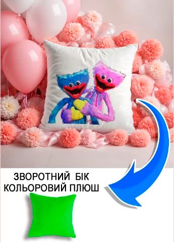 Подушка плюшева Мерч Крафт Дизайн з принтом Міссі салатовий плюш квадратна 33х33 см
