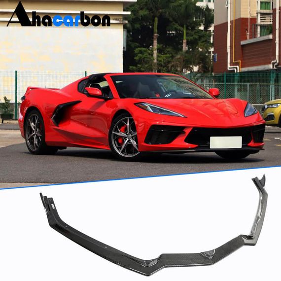 Накладка на передній бампер Lip (2019-2022, Карбон) для Chevrolet Corvette C8 2019- рр | Зображення 1