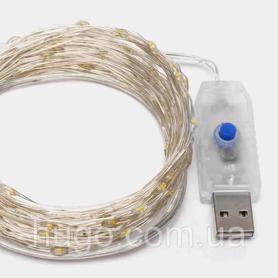 Гірлянда "Роса" від USB 30 м 300 LED, Теплий/Світдіодна гірлянда нитка | Зображення 1