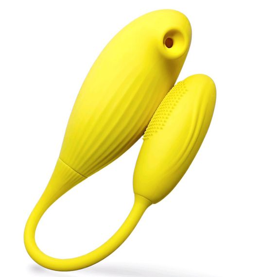 Вагінально-кліторальний вібратор "The Tide bird", вакуум, вібрація, колір жовтий sexstyle