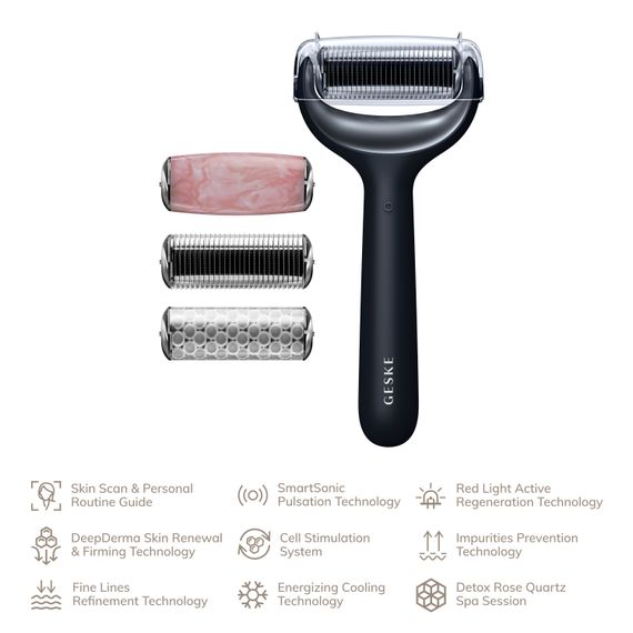 Ролер для голкової мезотерапії обличчя та тіла GESKE MicroNeedle Face&Body Roller 9в1 black | Зображення 1