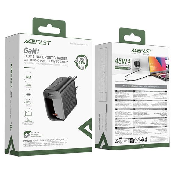 МЗП Acefast A112 GaN PD45W (1USB-C) Black | Зображення 5