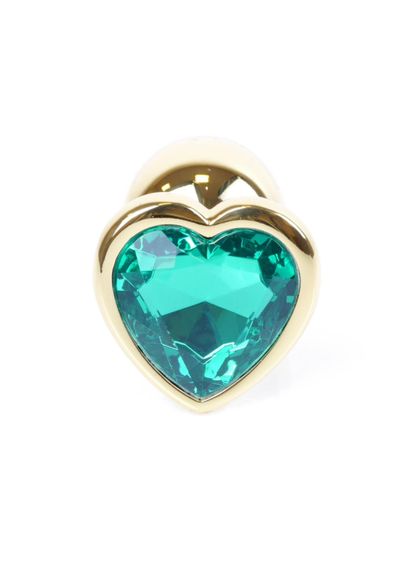Анальна пробка B - Series HeavyFun Jewellery Gold Heart, бірюзове серце | Зображення 3