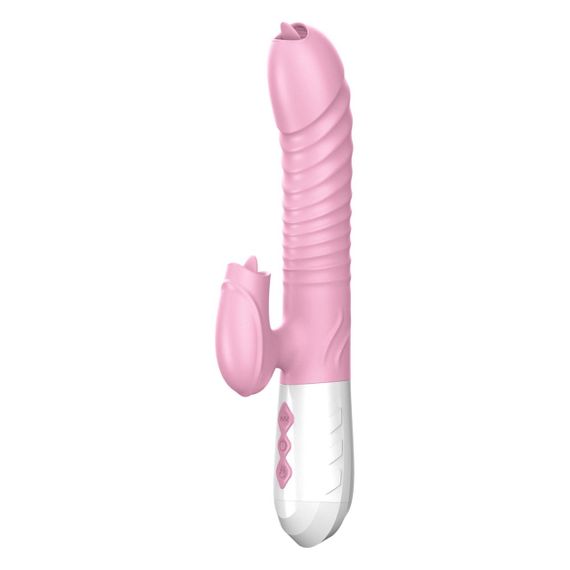Вібратор - Silicone Vibrator USB 7 Function and Thrusting Function / Heating Pink Sex Aura