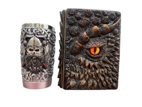 Подарунковий набір Стакан 3D Вікінг Лицар і Блокнот 3D «Жар Серця Дракона»