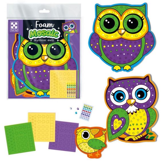 Набор для творчества "Мистические совы" VT4511-22 с мягкой мозаикой и стразами | Зображення 2