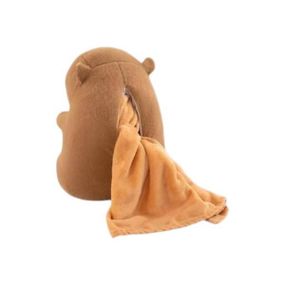 Плед-подушка іграшка 3в1 Капібара 40см (плед 100*150см) Коричнева з черепашкою