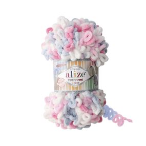 Пряжа Alize Puffy FINE Color 5945 фантазійна нитка плюшева