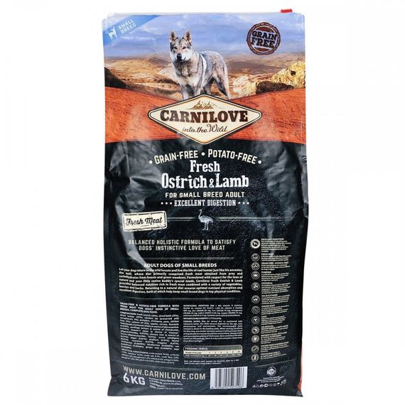 Корм сухий Carnilove Fresh Ostrich and Lamb for Small Breed Dogs для дорослих собак дрібних порід зі страусом та бараниною 6 | Зображення 3