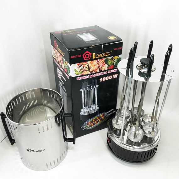 Шашличниця електрична Domotec MS-7781 на 6 шампурів 1000Вт вертикальна з нержавіючої сталі UQ-48 | Зображення 9