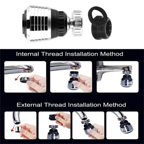 Поворотний на 360° водоощадний кран, аератор, змінний фільтр, змішана насадка, змішувач, барботер | Зображення 5