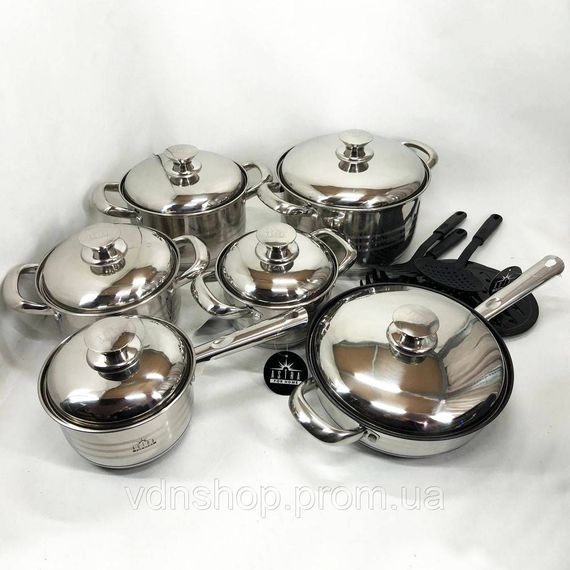 Набір каструль для електроплити 18 предметов ASTRA A-2518, Набір якісних каструль QW-28 | Зображення 1