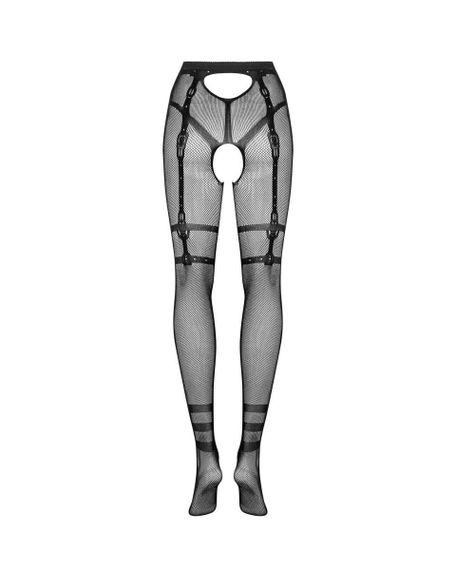 Колготки в дрібну сітку з відкритим доступом та візерунками S123 Obsessive, чорні, One Size sexstyle | Зображення 4