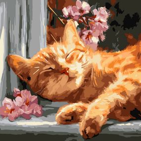 Картина по номерам "Рыжий кот на подоконнике" ©art_selena_ua KHO6791, 40х40 см